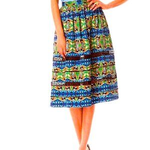EUC Sam Edelman Colorful Parrot Print A-line Skirt with Lace in Women's 10